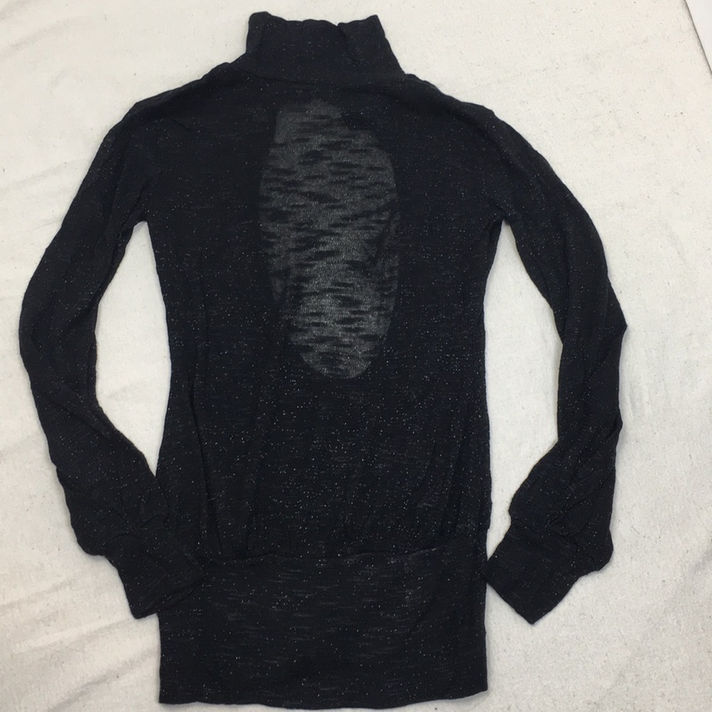Open Back Black Sparkle Turtleneck Sweater